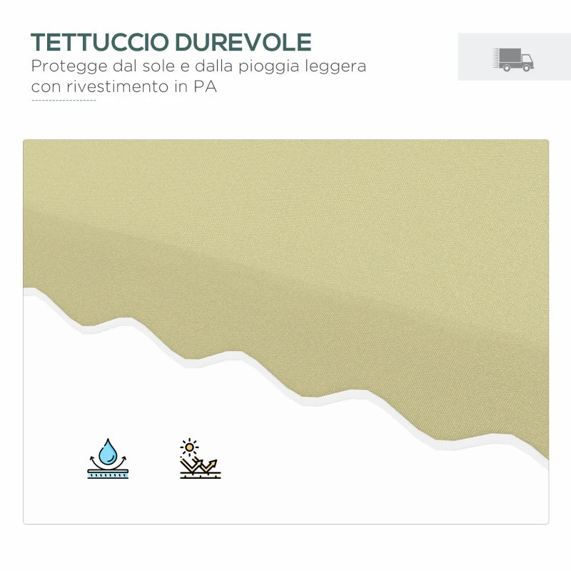 Outsunny Ombrellone Decentrato 2.5x2.5 m con Base a Croce e Apertura a Manovella, in Metallo e Poliestere Beige