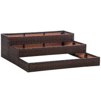 Outsunny Orto Rialzato a 3 Livelli in Rattan Sintetico senza Fondo per Piante e Verdure, 120x120x40cm, Grigio