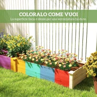 Outsunny Letto Rialzato per Orto e Giardino con Divisorio Interno e Fondo Aperto, 237x60x25cm, Legno Naturale
