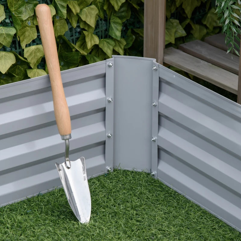 Outsunny Set di 2 Letti per Orto Rialzati con Fondo Aperto per Piante e Ortaggi, in Acciaio, 100x100x30 cm, Grigio