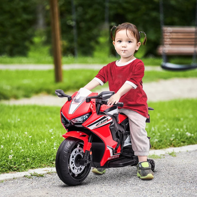HOMCOM Moto Elettrica per Bambini con Licenza HONDA, Batteria 6V Ricaricabile, Velocità 3km/h, Rosso