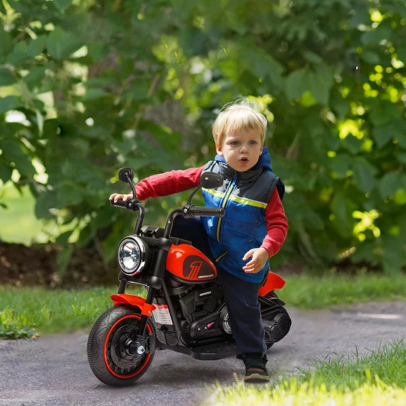HOMCOM Moto Elettrica per Bambini 18-36 Mesi con Rotelle e Fanale, 76x42x57 cm, Rosso e Nero