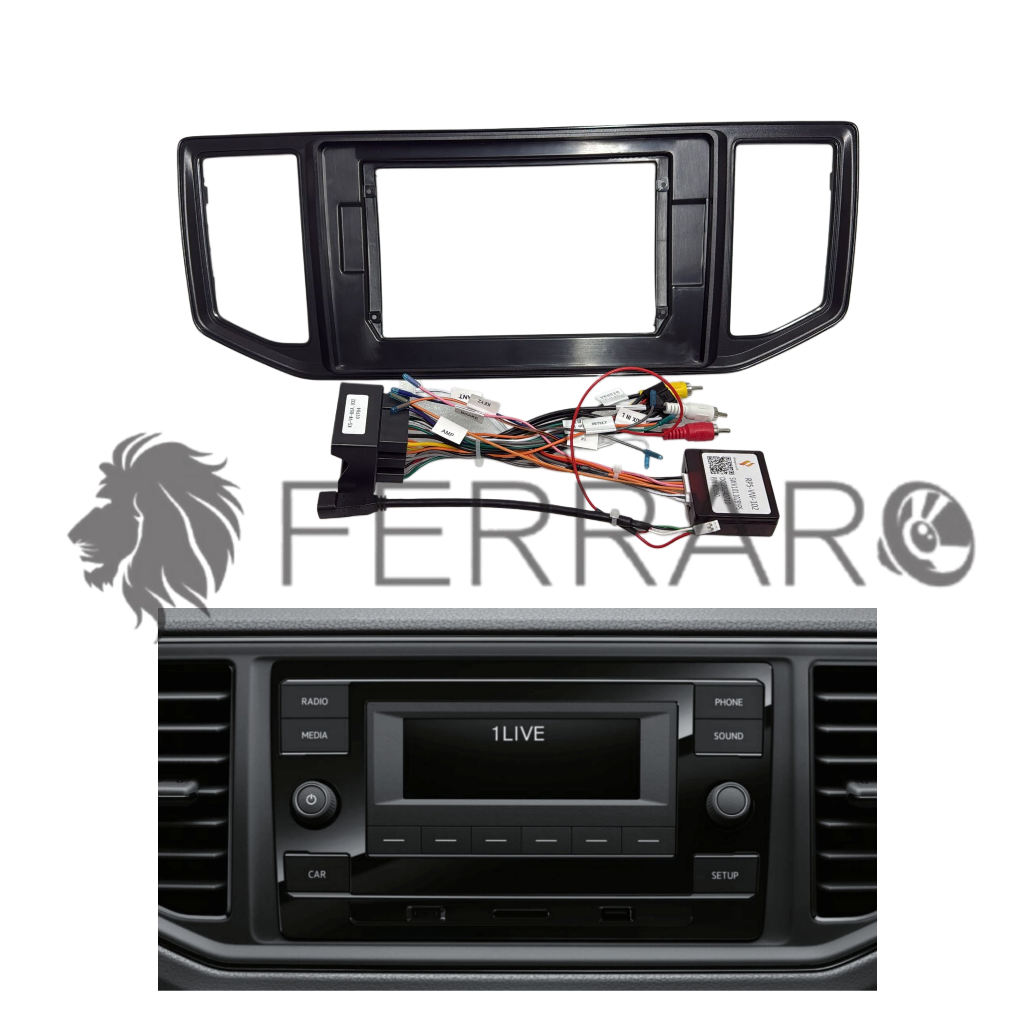 Kit Montaggio Autoradio 10.1" Pollici, Volkswagen Crafter (2017-2025) Mascherina, Cablaggio, per Autoradio Android