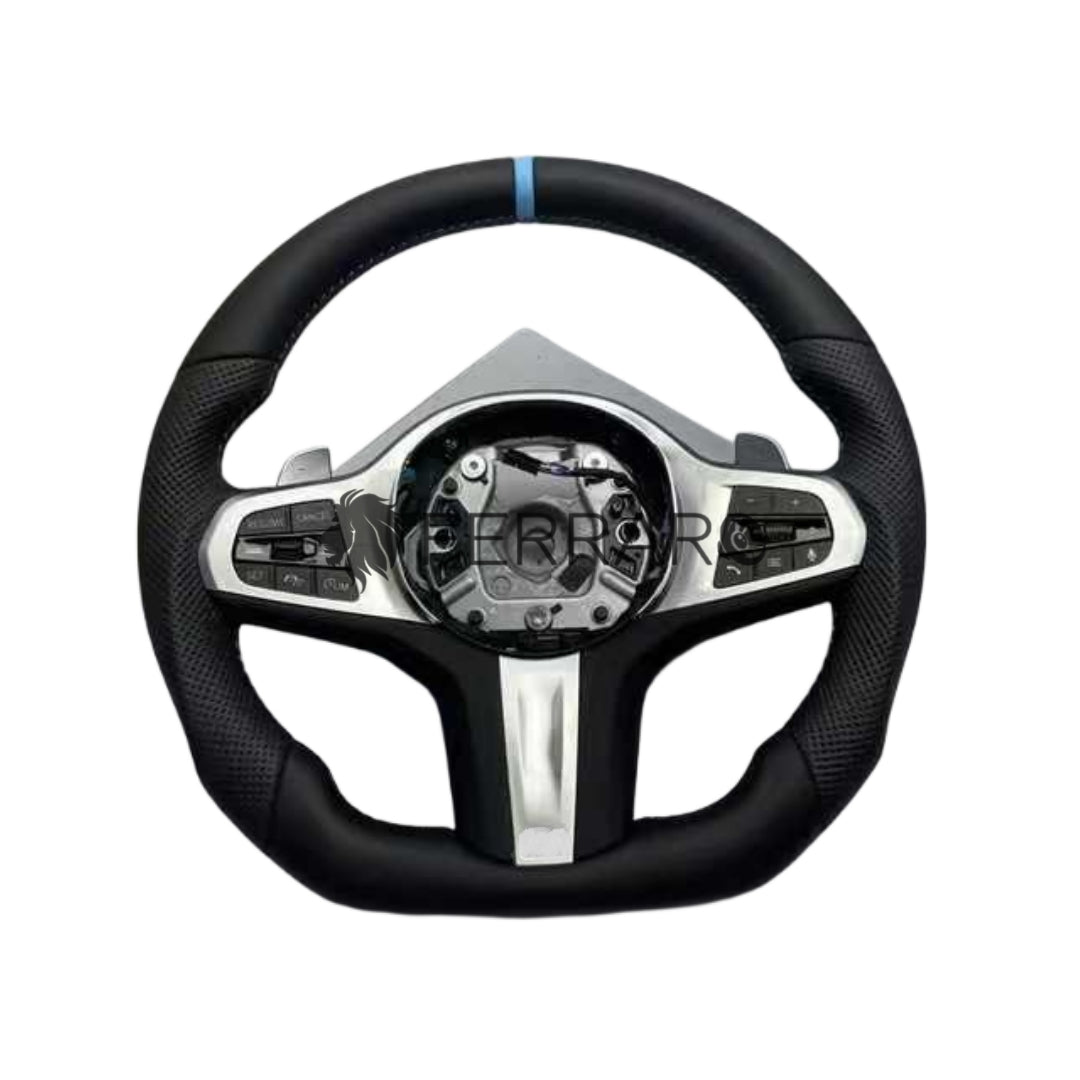 Volante per BMW, Pelle Nera, Linea Azzurra, Sport