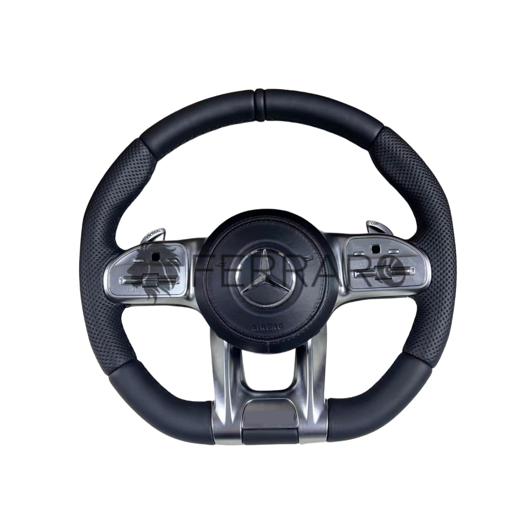 Volante per Mercedes, Pelle Nera, Galvanica, Punzonatura, Pomelli AMG