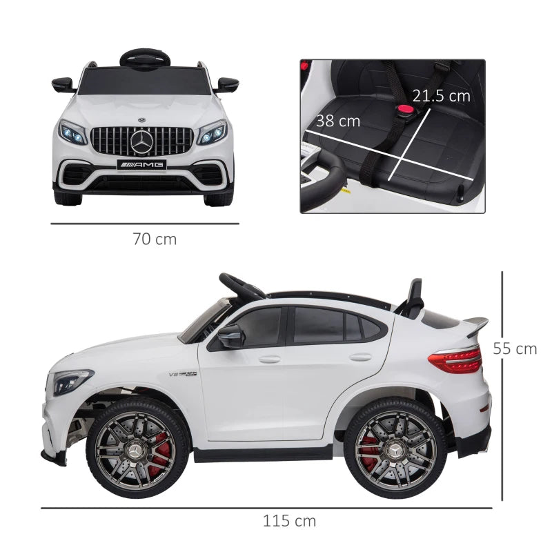 HOMCOM Macchina Elettrica per Bambini 3-5 Anni Mercedes con Cintura di Sicurezza e Telecomando, Bianco