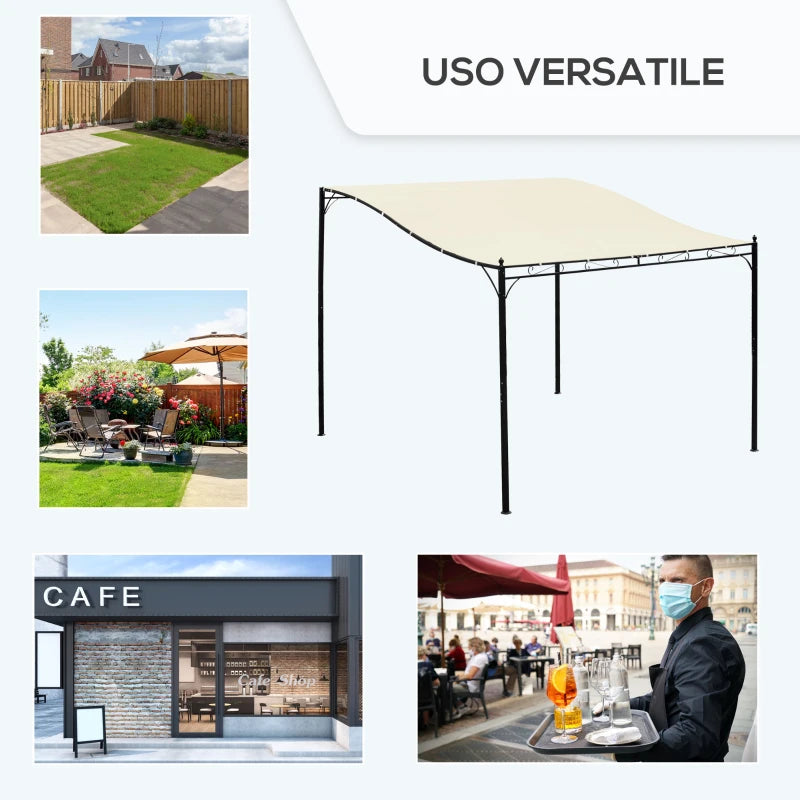 Outsunny Gazebo Pergola 3x3m da Giardino con Tenda Impermeabile Crema