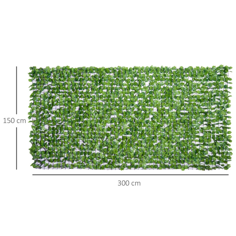 Outsunny Rotolo di Siepe Artificiale per Balcone e Giardino in PE Verde 300x150cm