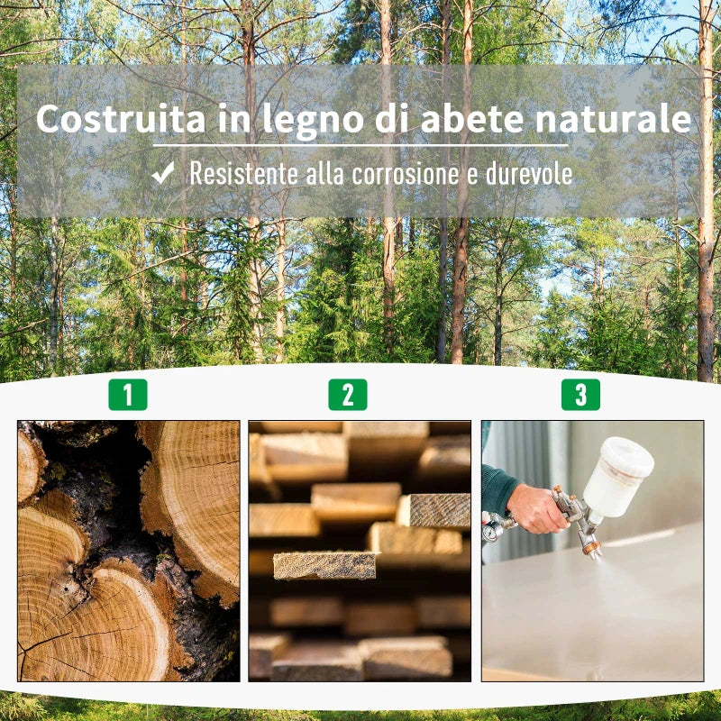 Outsunny Fioriera da Esterno con Grigliato per Rampicanti e Vaso, in Legno di Abete, 72.5x31.5x149.5 cm