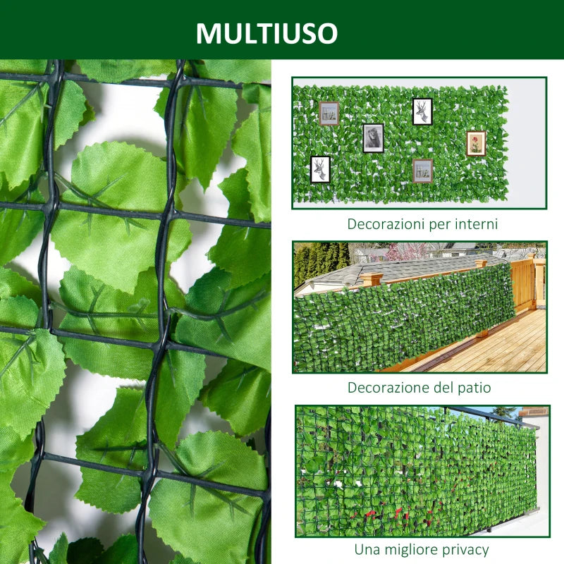 Outsunny Rotolo di Siepe Artificiale per Balcone e Giardino in PE Verde 300x150cm