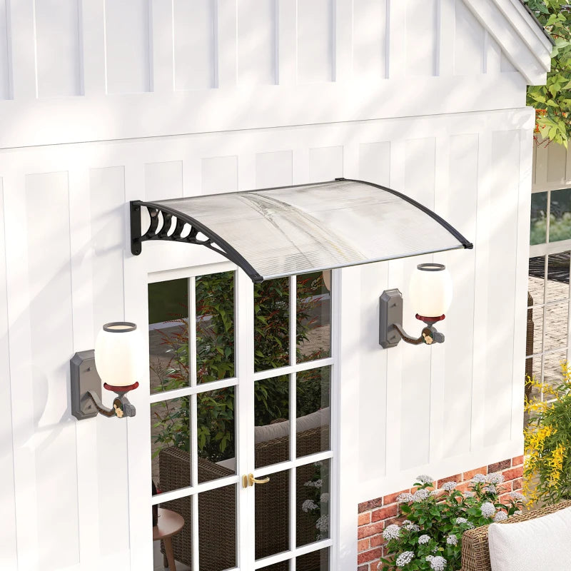 Outsunny Tettoia per Esterni Curva con Viti e Bulloni Inclusi, in Policarbonato, PP e Alluminio, 122x89x24 cm