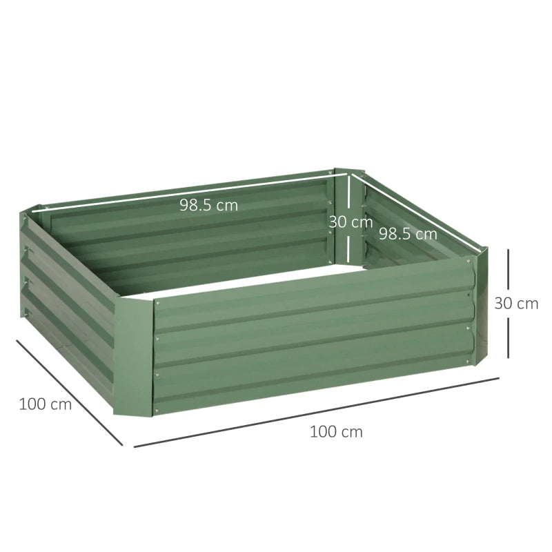 Outsunny Set di 2 Letti per Orto Rialzati in Acciaio Zincato per Piante e Ortaggi, 100x100x30cm