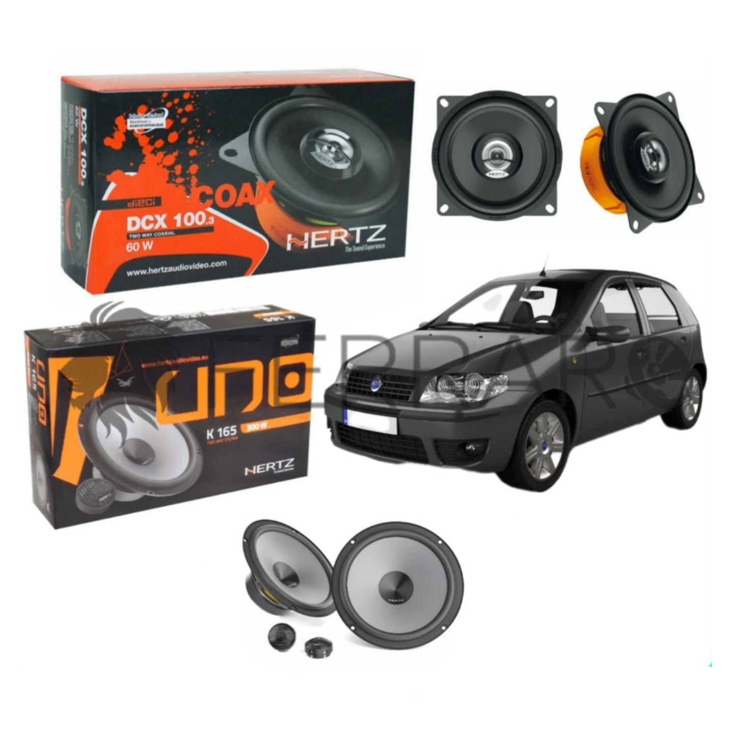 Kit 6 Casse per Fiat Punto 188 - Altoparlanti, Hertz Dieci, Anteriori/Posteriori