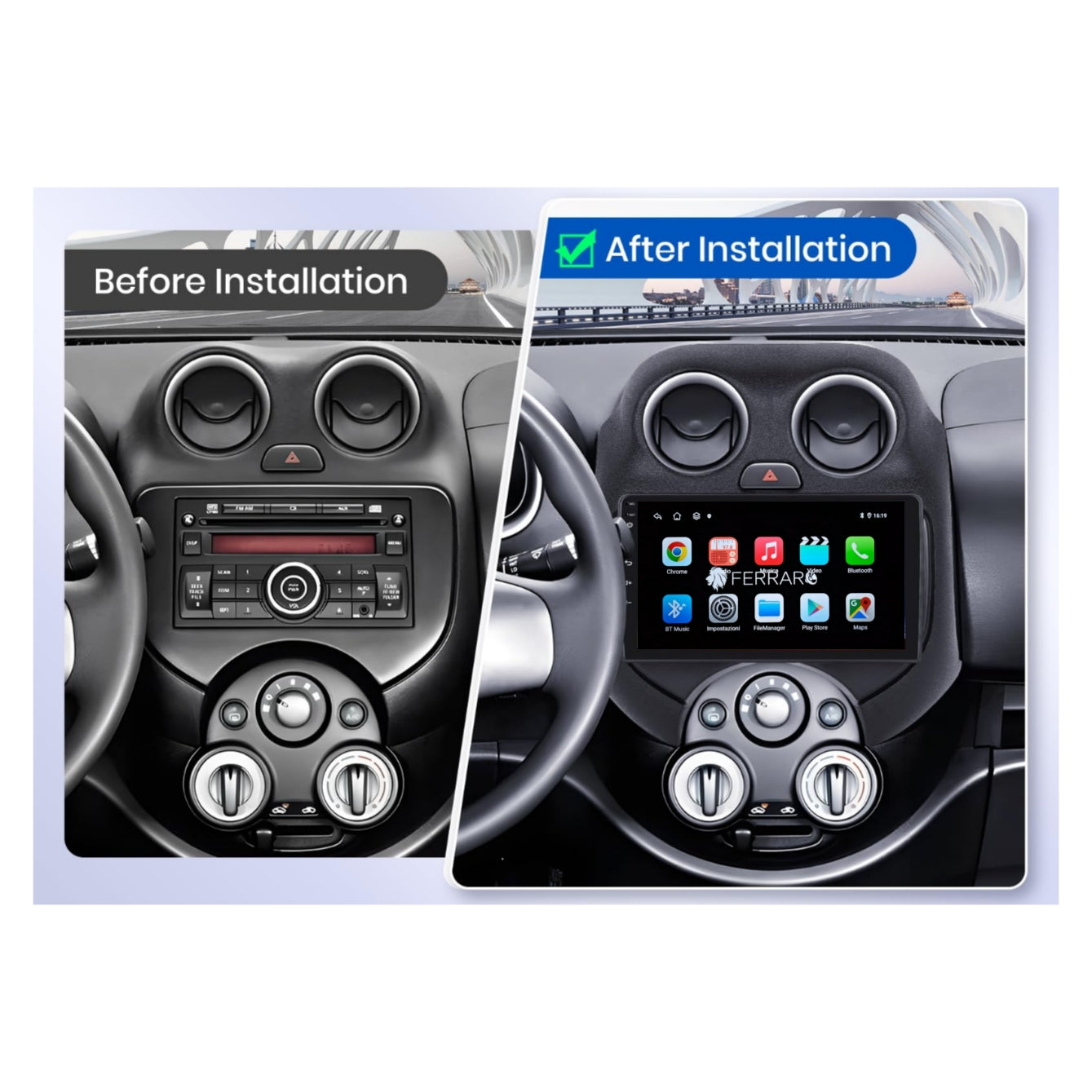 Autoradio per Nissan Micra 9" | 2010-2017 | Android | Bluetooth | CarPlay | Android Auto | 2GB/4GB/6GB/8GB Ram