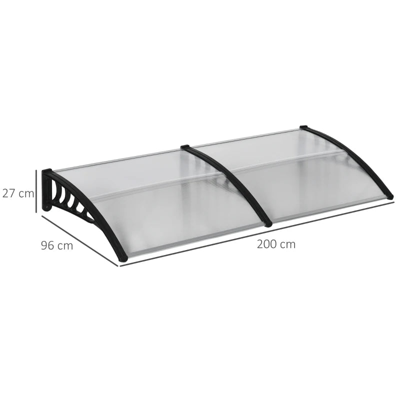 Outsunny Pensilina da Esterno per Finestre e Porte in Policarbonato e Alluminio, 200x96x27cm, Trasparente