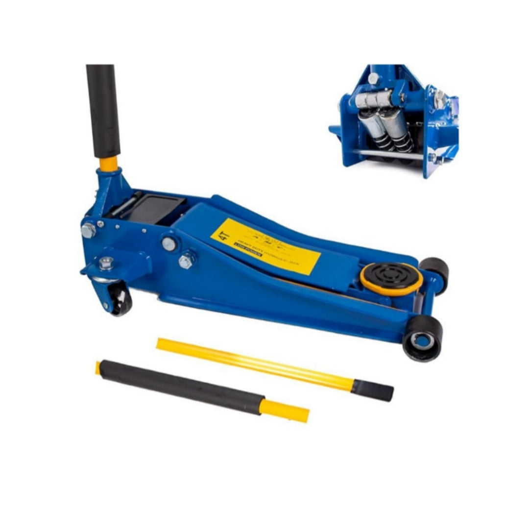 Sollevatore Idraulico 4T, Carrello Professionale, Ruote bidirezionali a cuscinetto, Crick Martinetto, Doppio Pistone