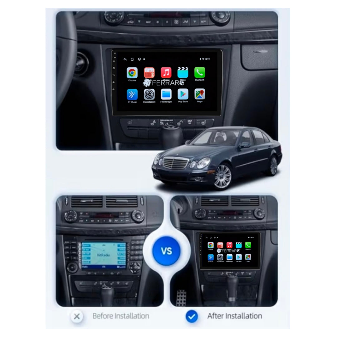 Autoradio per Mercedes Classe E W211 9" | 2002-2009 | Android | Bluetooth | CarPlay | Android Auto | 2GB/4GB/6GB/8GB Ram