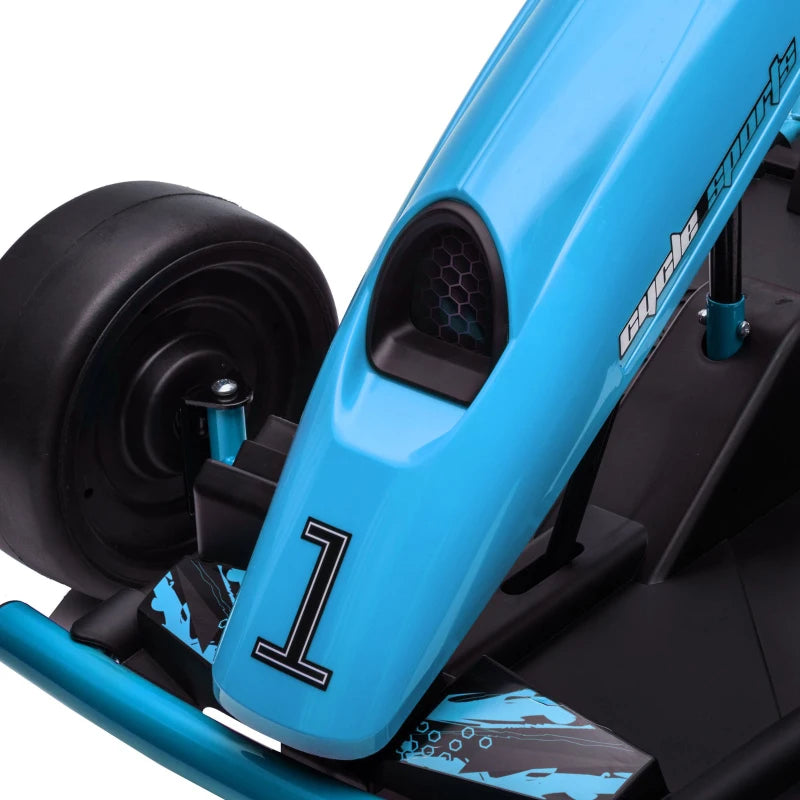 HOMCOM Go-Kart Elettrico per Bambini 8-12 Anni con Schienale Alto e Cintura di Sicurezza, 115x77x54 cm, Blu e Nero