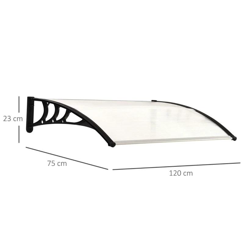 Outsunny Pensilina da Esterno 75x120 cm in Policarbonato Impermeabile e Anti-UV per Porta o Finestra