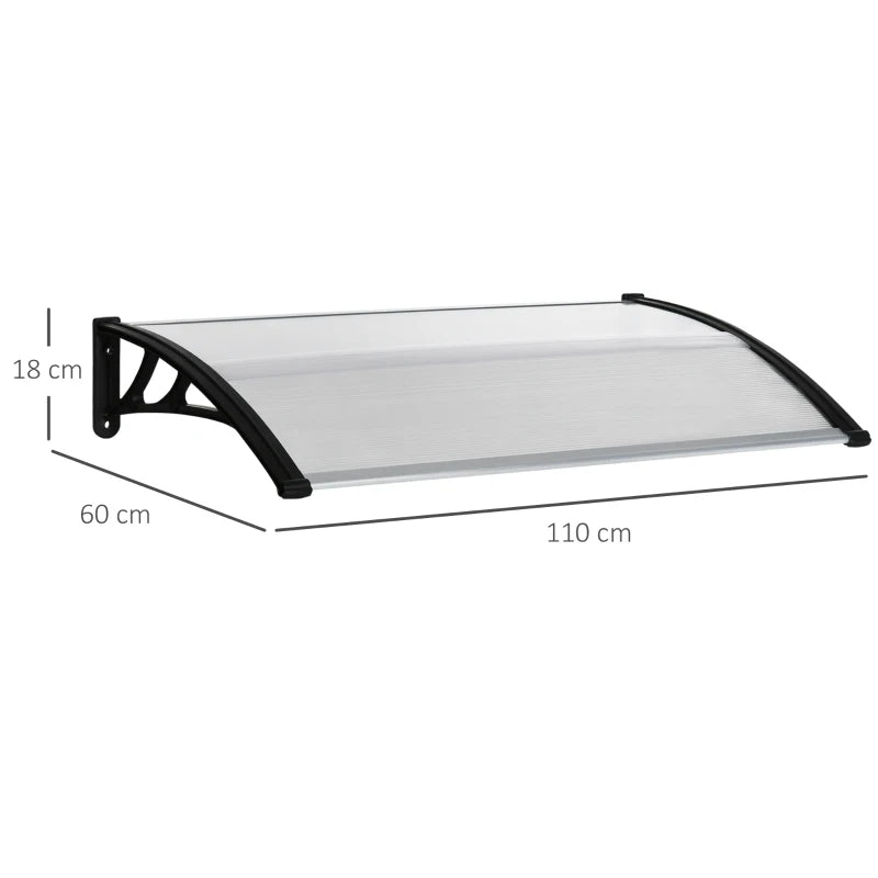 Outsunny Pensilina da Esterno per Finestre e Porte, in Policarbonato e Alluminio, 110x60x18cm - Trasparente