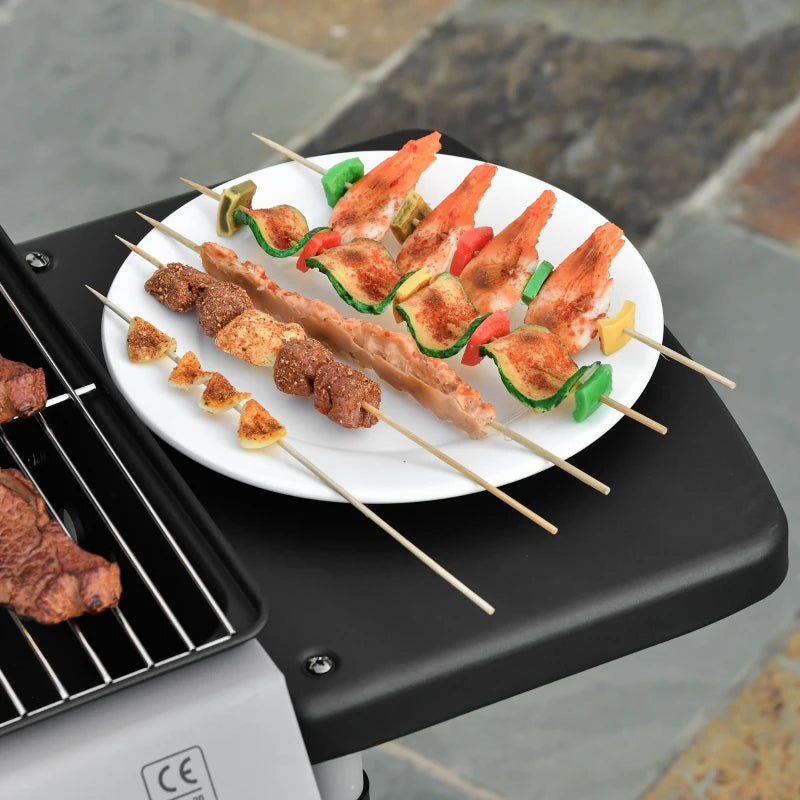 Outsunny Barbecue a Gas con Coperchio, Bruciatori da 5.6kW, BBQ e Ruote, 104x49x99cm