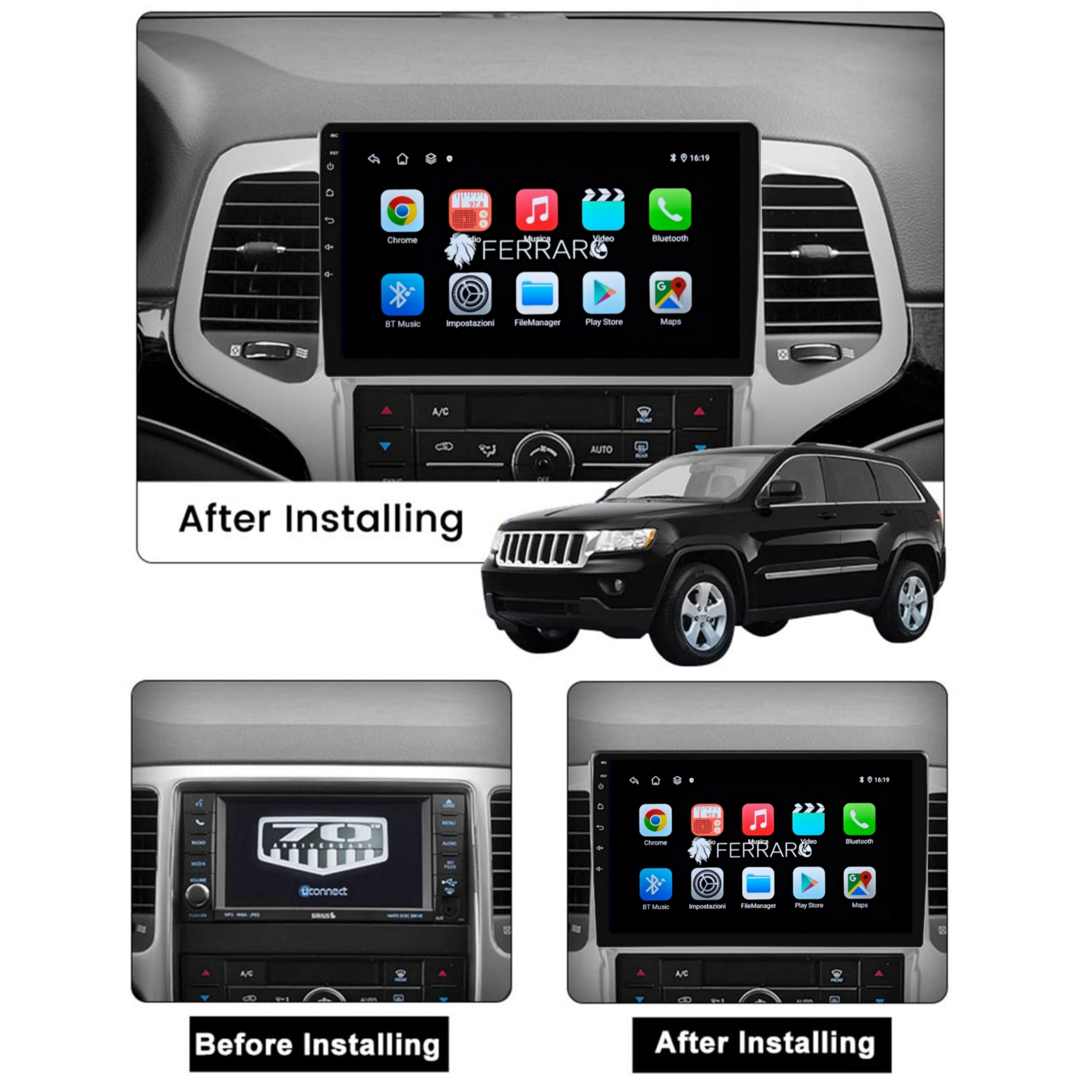Autoradio per Jeep Grand Cherokee 9" | 2010-2013 | Android | Bluetooth | CarPlay | Android Auto | 2GB/4GB/6GB/8GB Ram