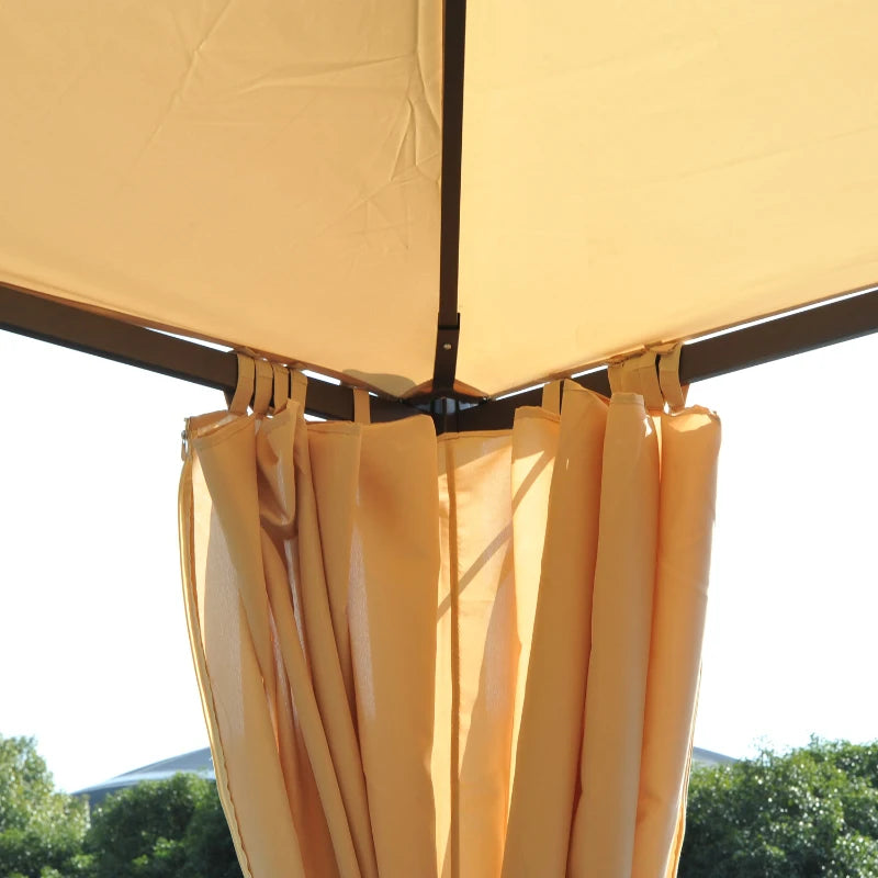 Outsunny Gazebo da Giardino 3 x 3m con 4 Tende Laterali e Doppio Tetto Beige