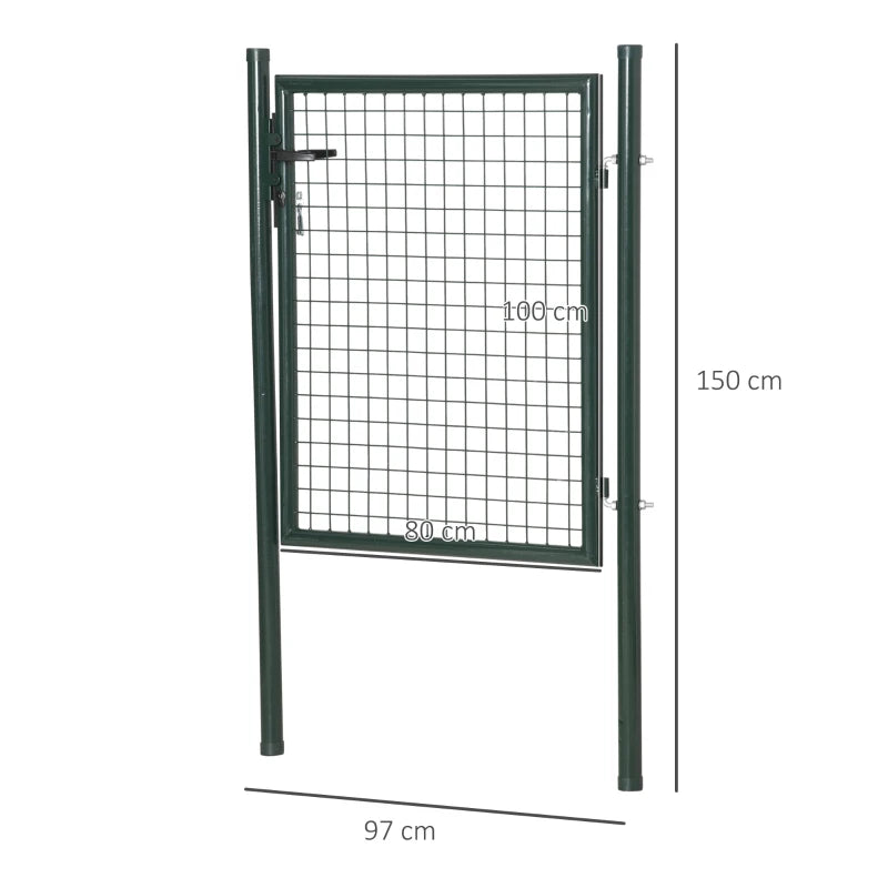 HOMCOM Cancello da Giardino in Acciaio con Serratura e 3 Chiavi, 97x150cm, Verde