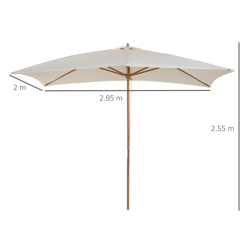 Outsunny Ombrellone 2x3 m da Giardino Impermeabile, in Legno e Poliestere 180G, Beige