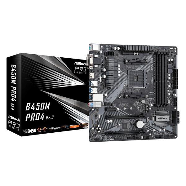 Asrock B450M Pro4 R2.0 AMD B450 Presa AM4 micro ATX