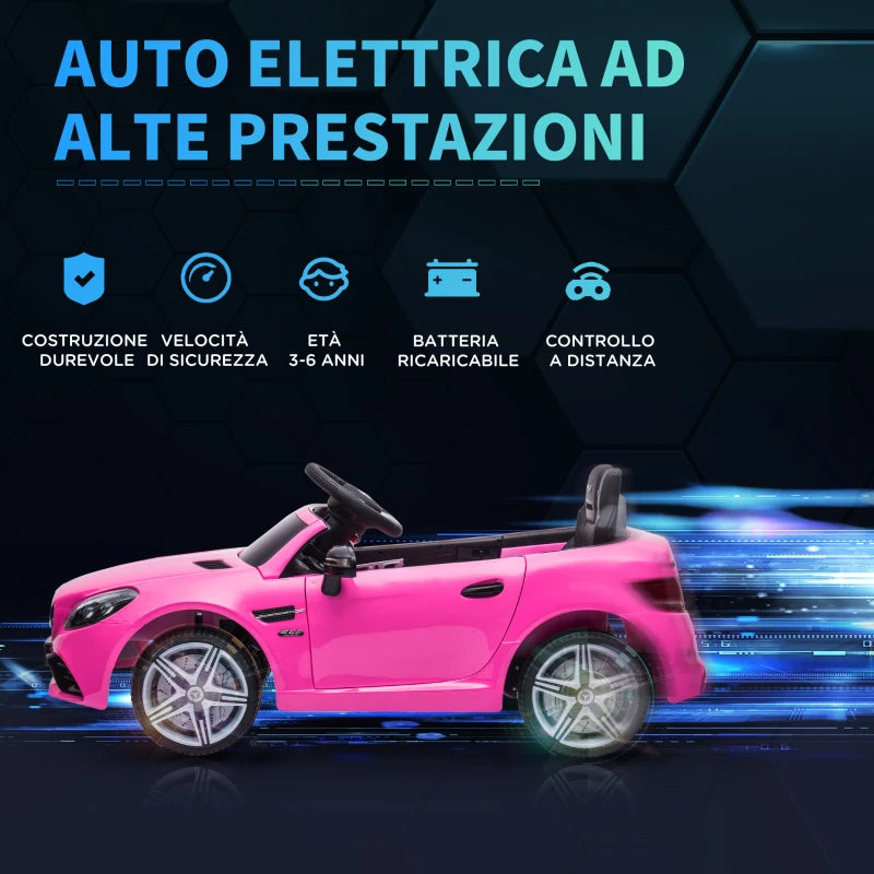 AIYAPLAY Macchina Elettrica per Bambini 3-6 Anni con Luci LED, Effetti Sonori e Telecomando, 107x62.5x44 cm, Rosa