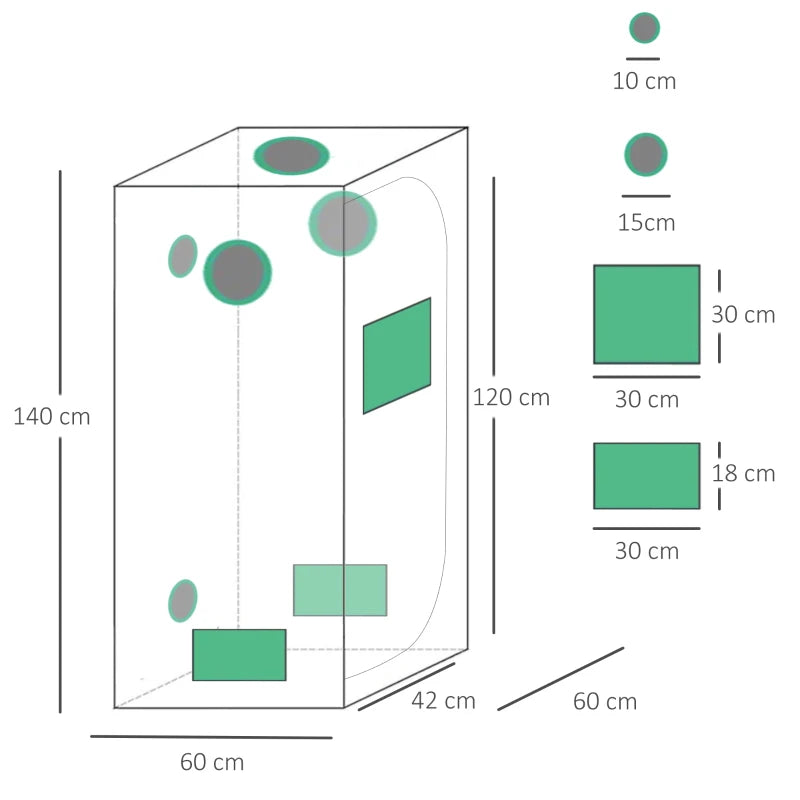 Outsunny Tenda da Coltivazione Idroponica in Mylar e Oxford 600D per Riflettere la Luce grow box grow tenda 60x60x140 cm