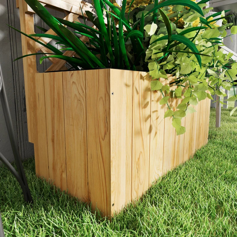 Outsunny Fioriera con Traliccio per Rampicanti, Fori di Drenaggio e 2 Mensole, in Legno di Abete, 76x33x177 cm