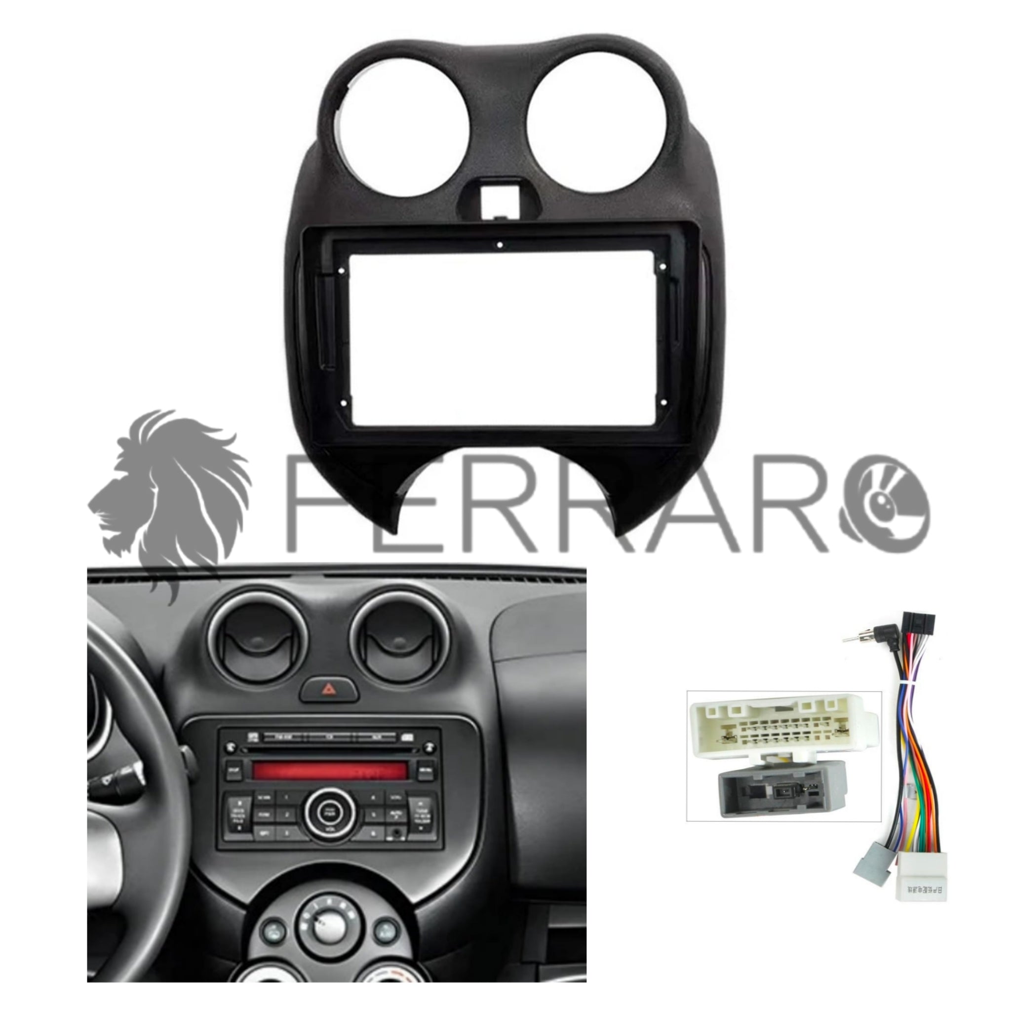 Kit Montaggio Autoradio 9"Pollici Nissan Micra (2010-2017) Mascherina, Cablaggio Autoradio Android