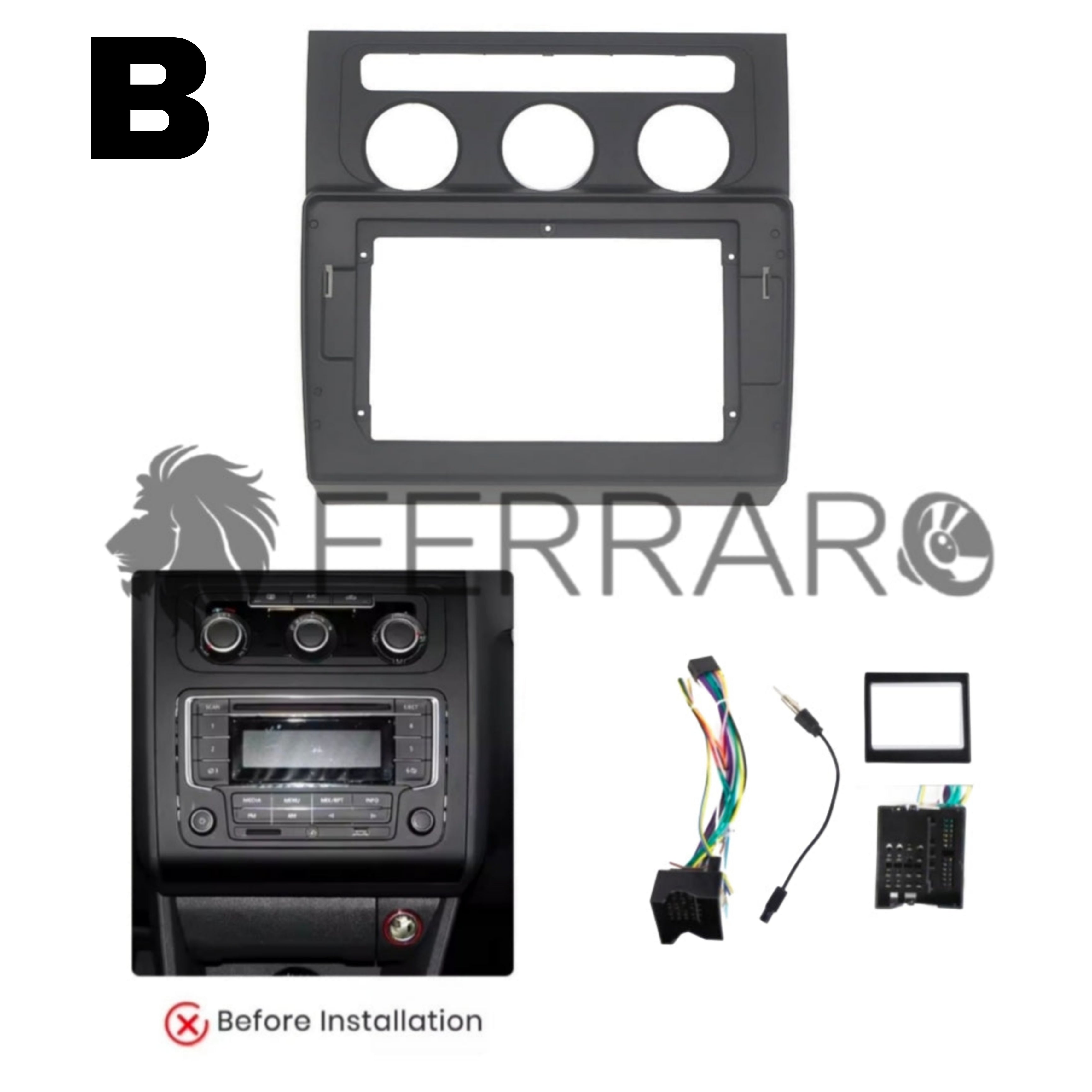 Kit Montaggio Autoradio 10.1"Pollici Volkswagen Touran (2003-2010) Mascherina, Cablaggio Autoradio Android