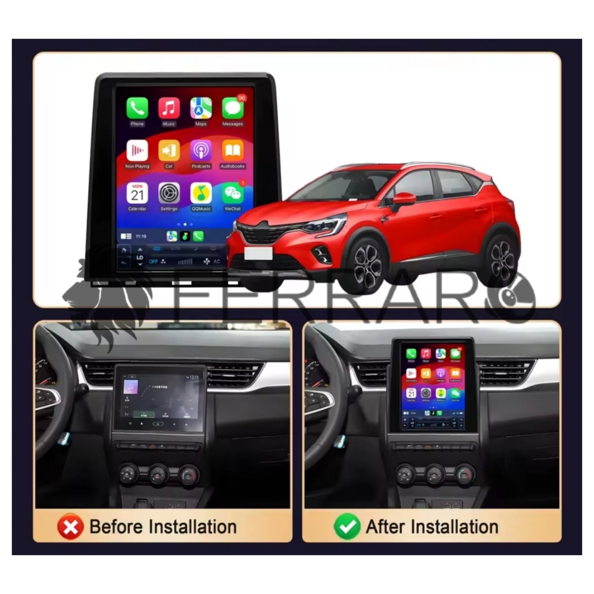Autoradio per Clio 5ª 9.7" | 2020-2023 | Android | Bluetooth | CarPlay | Android Auto | Modello Tesla | 4GB/8GB Ram