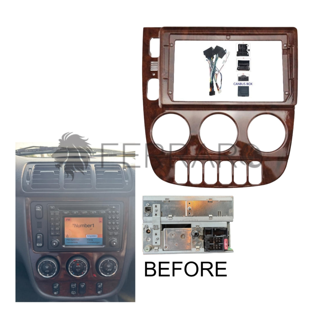(PRENOTA) Kit Montaggio Autoradio 9"Pollici Mercedes ML W163 (2002-2005) Mascherina, Cablaggio per Autoradio Android