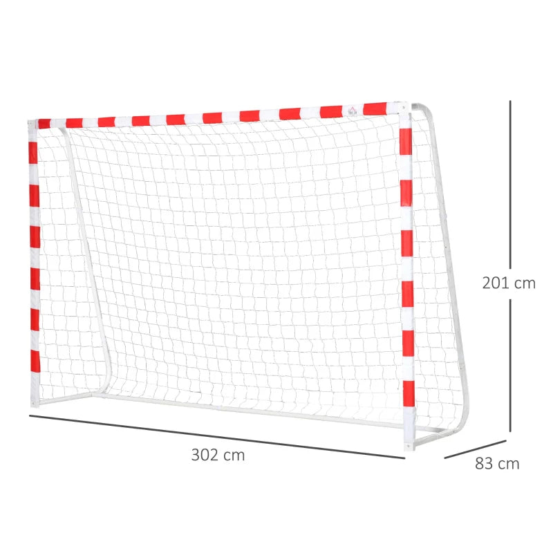 HOMCOM Rete da Calcio, Porta da Calcio e Calcetto in Plastica PE per Adulti e Bambini, 302x83x201cm