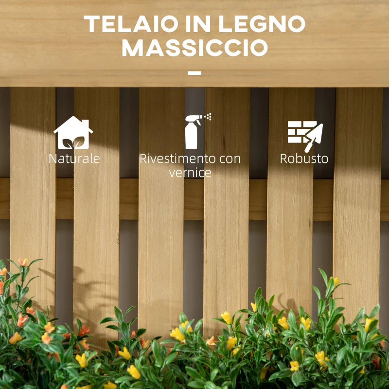 Outsunny Fioriera da Esterno Verticale in Legno con 3 Vasi Rimovibili, 60x16x80cm