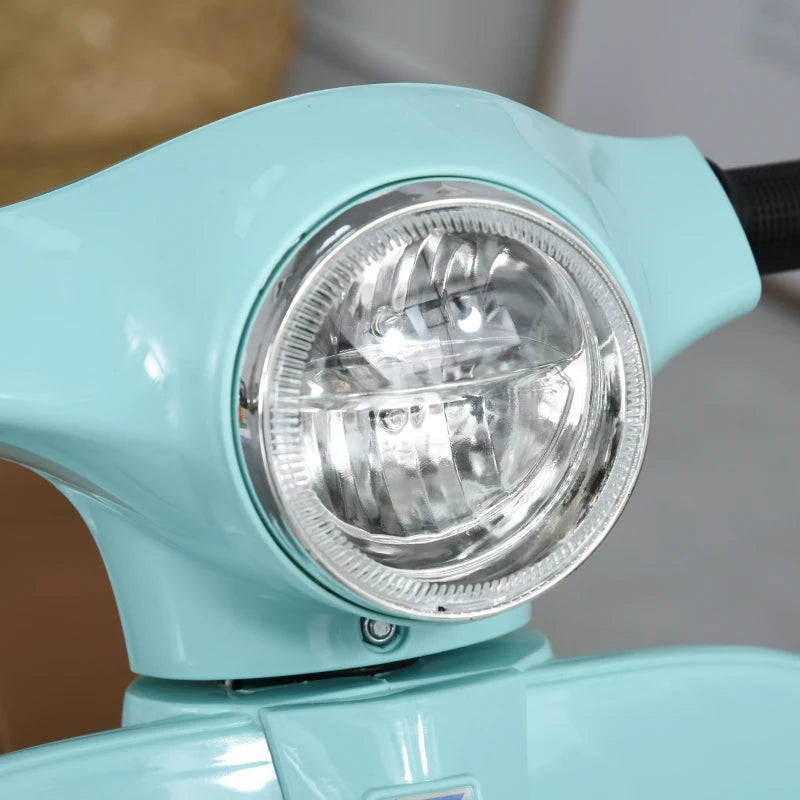 HOMCOM Moto Elettrica per Bambini Licenza Ufficiale Vespa Batteria 6V, Fari e Clacson, Età 18-36 mesi, Verde