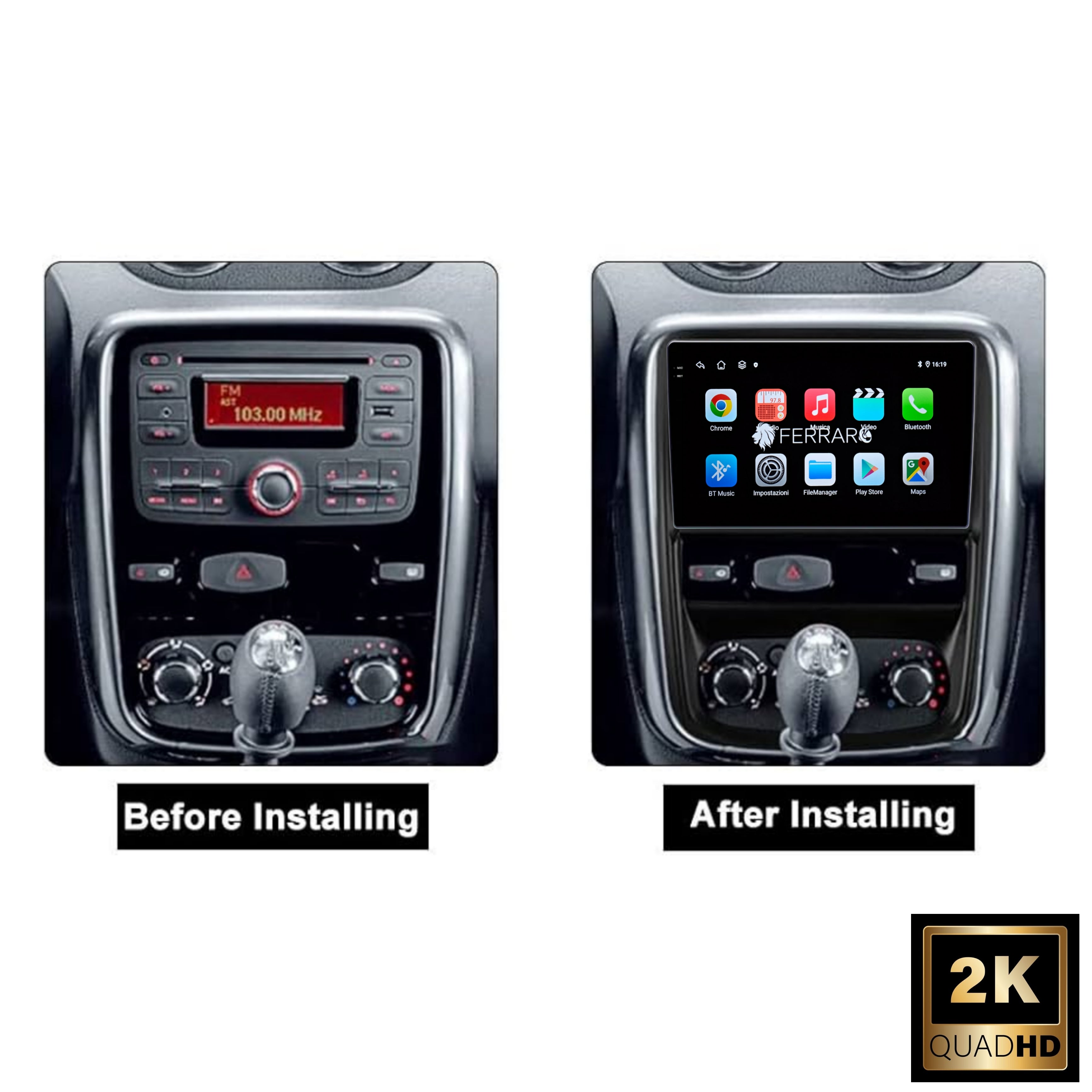 Autoradio per Renault Duster 1 | Nissan Terrano 9" 2K | Dal 2010> | Android | Bluetooth | CarPlay | Android Auto | 12/256GB Ram