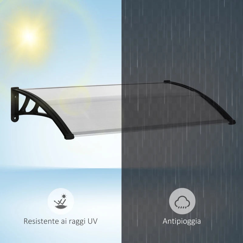 Outsunny Pensilina da Esterno per Finestre e Porte, in Policarbonato e Alluminio, 110x60x18cm - Trasparente