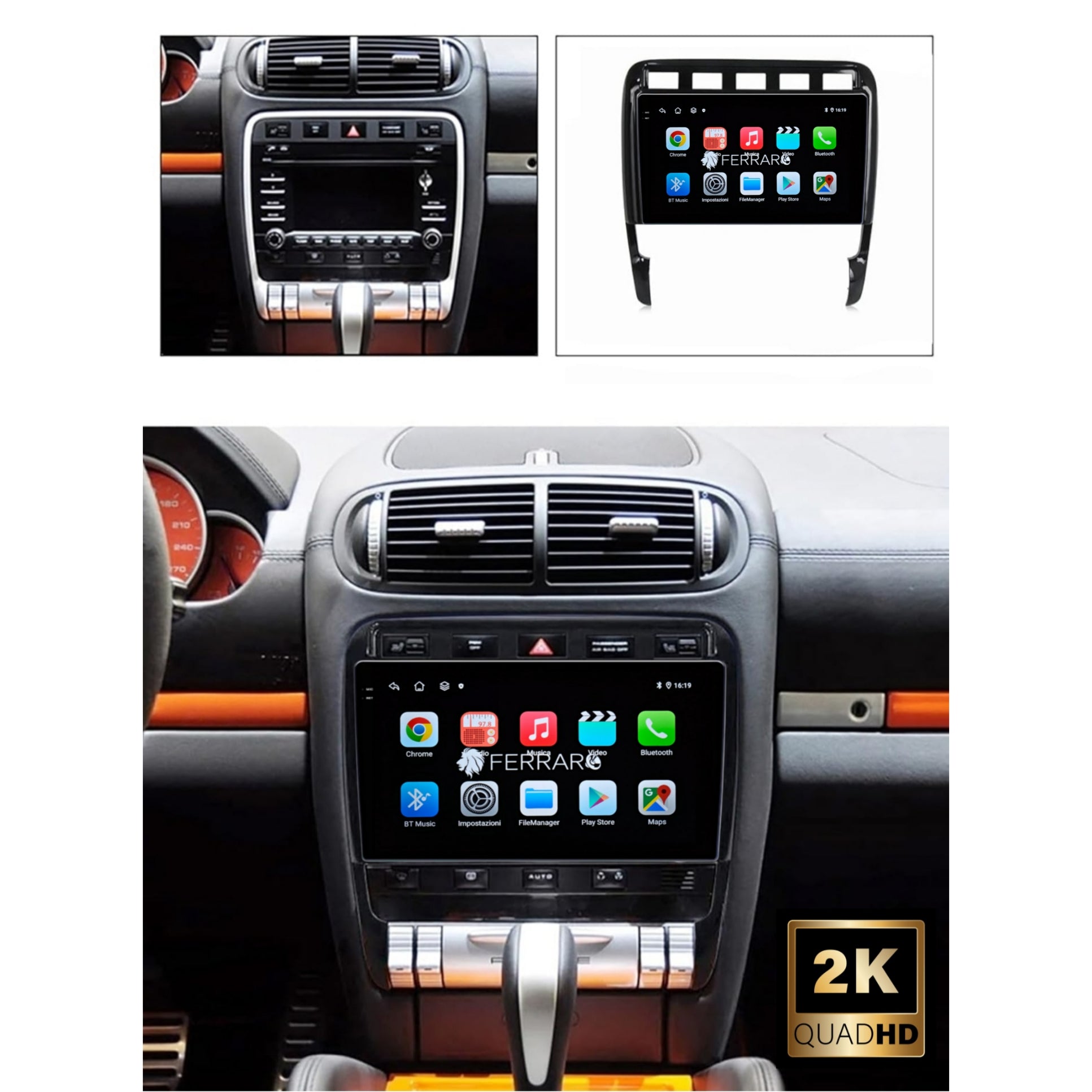 Autoradio per Porsche Cayenne GTS 9" 2K | 2002-2010 | Android | Bluetooth | CarPlay | Android Auto | 12/256GB Ram