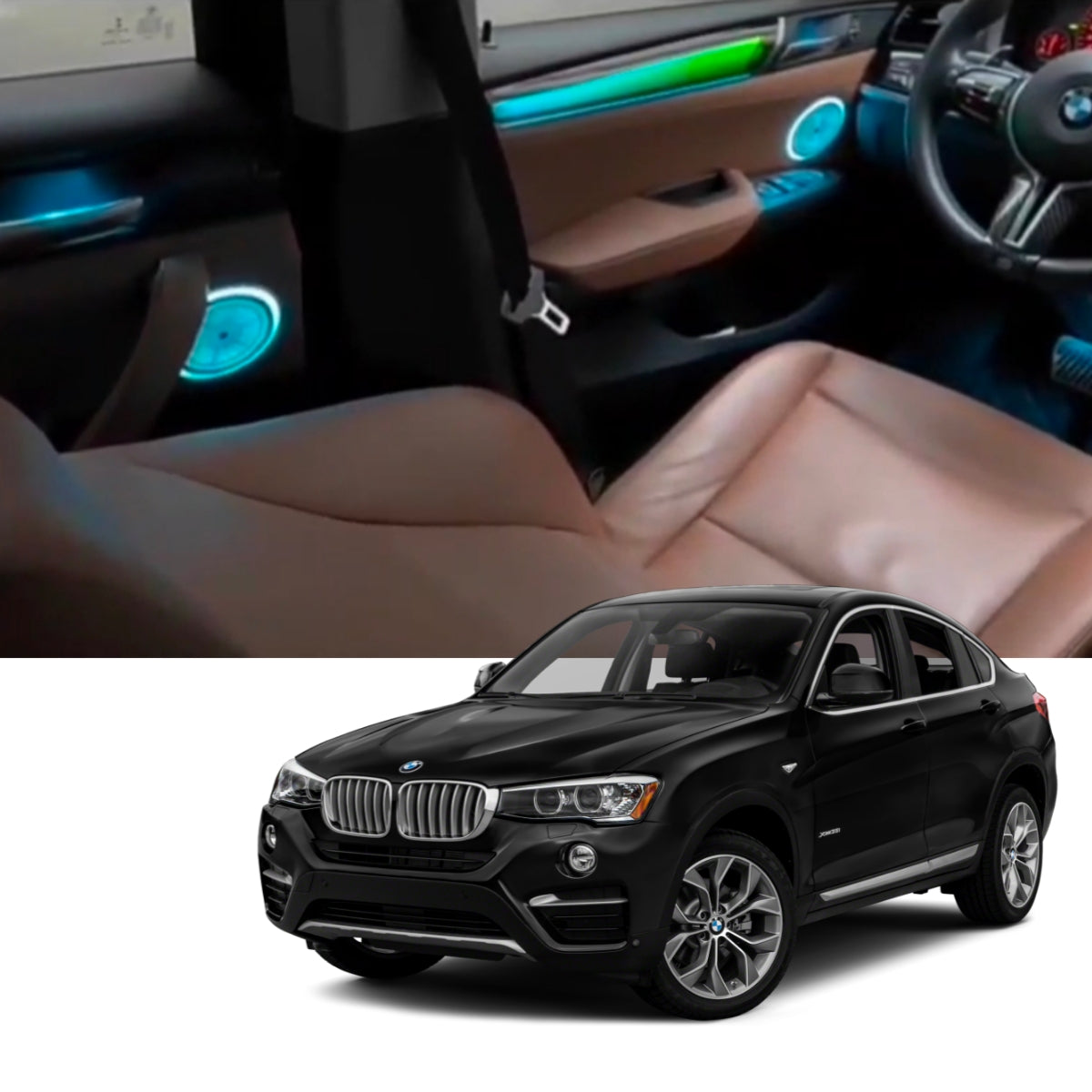 Ambient Light per BMW X3, X4, F25, F26 (2010-2018), 256 Colori RGB