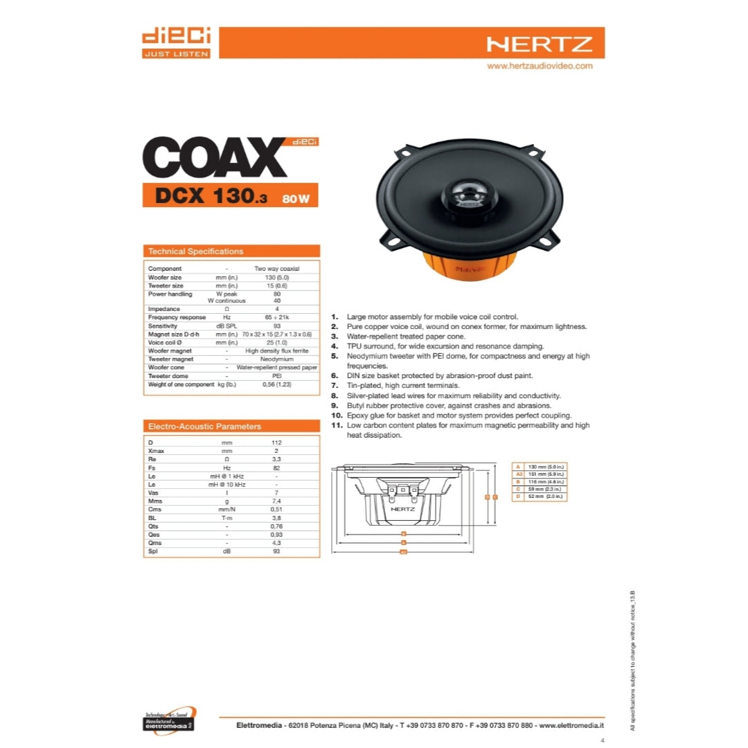 Hertz Kit 2 Casse | DCX 130.3 | Ant o Post | Renault Megane III (2008-2016)