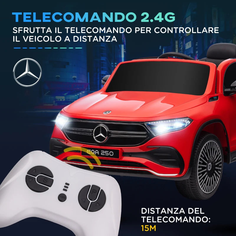 HOMCOM Macchina Elettrica per Bambini 3-8 Anni con Telecomando, Fari e Clacson, Rossa e Nera