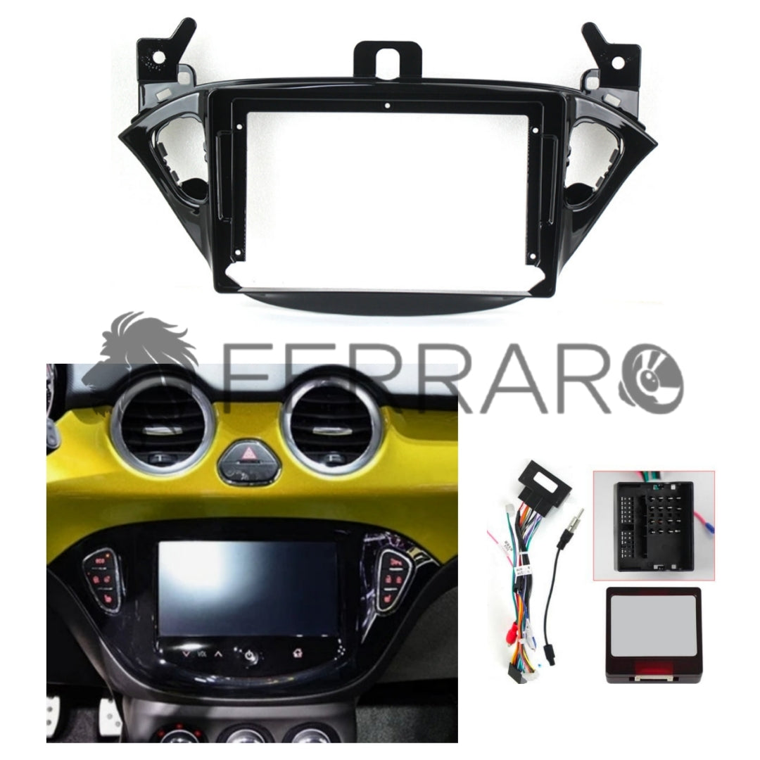 Kit Montaggio Autoradio 9"Pollici Opel Adam, Corsa E (2012>), Mascherina, Cablaggio per Autoradio Android