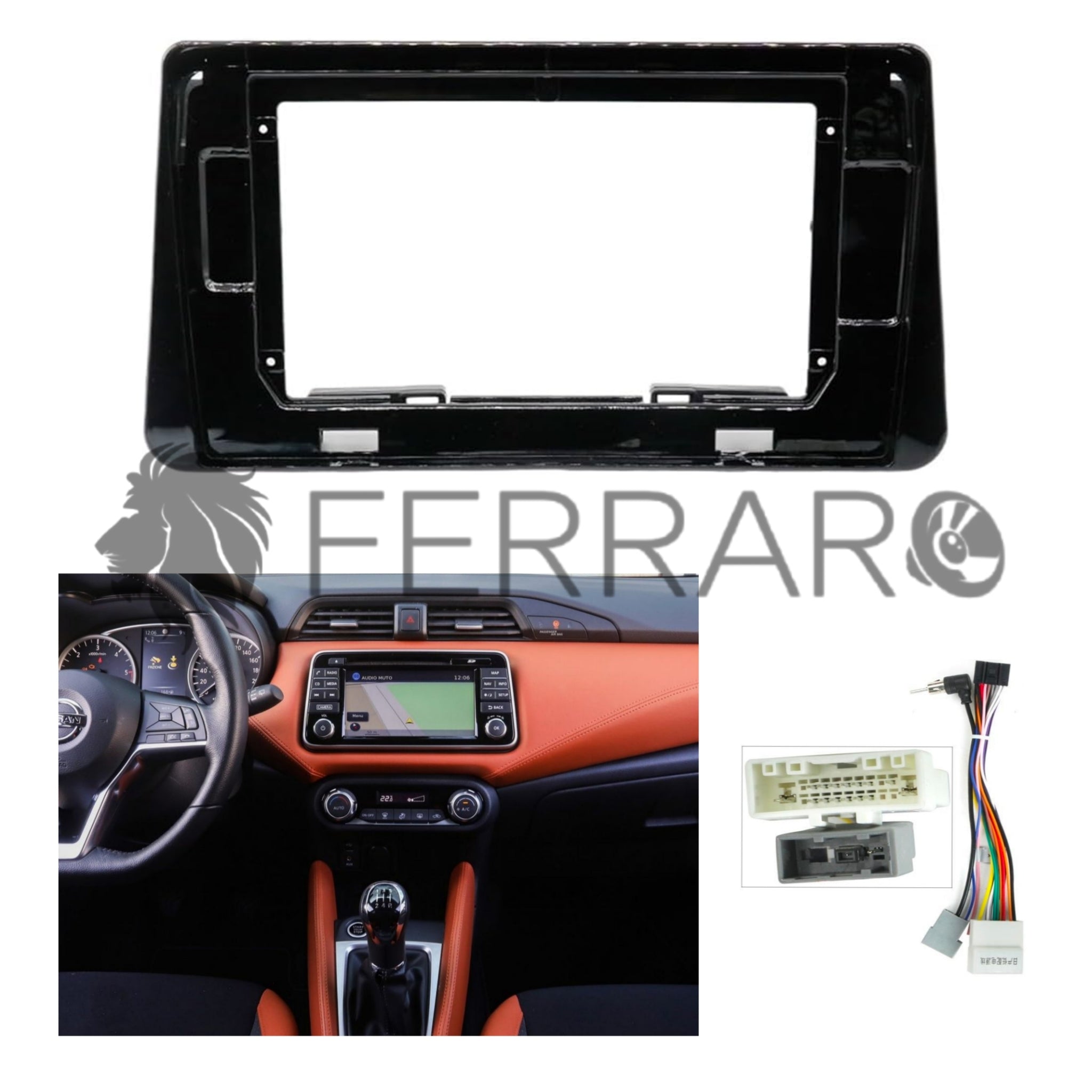 Kit Montaggio Autoradio 9"Pollici Nissan Micra (2017-2023) Mascherina, Cablaggio Autoradio Android