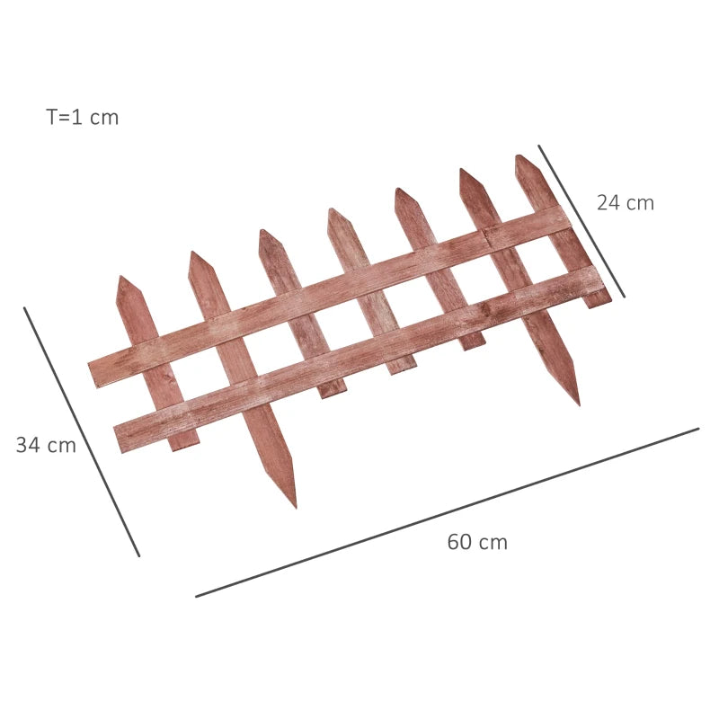 Outsunny Staccionata in Legno di Pino da 12 Pezzi per Aiuole, Giardino e Orto, Altezza 34cm