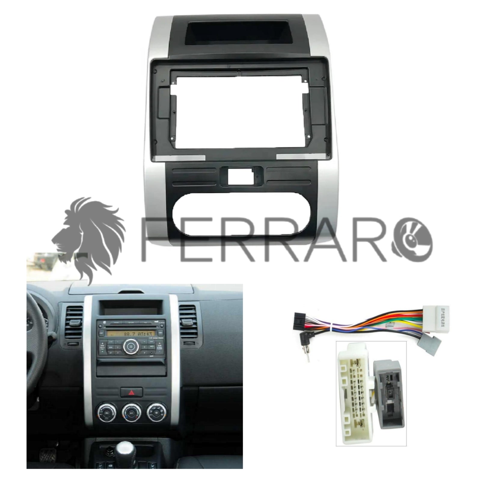 Kit Montaggio Autoradio 10.1"Pollici, Nissan X-Trail T31, Cefiro (2007-2014) Mascherina, Cablaggio per Autoradio Android